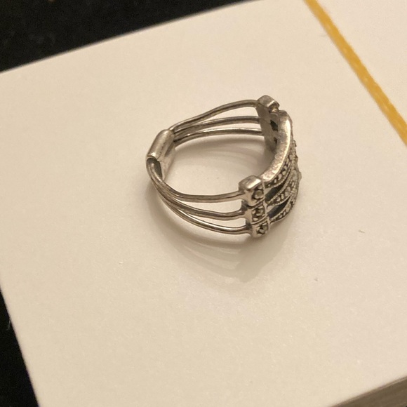 Sterling Silver Marcasite Harem-style Pinky Ring; EUC - Picture 2 of 5
